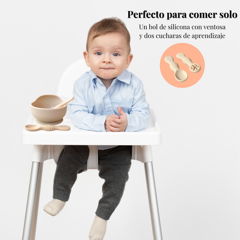 Cuenco BLW con Ventosa + 2 Cucharas de Aprendizaje