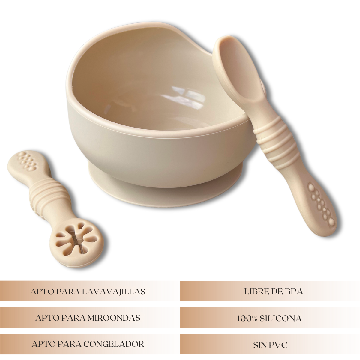Cuenco BLW con Ventosa + 2 Cucharas de Aprendizaje
