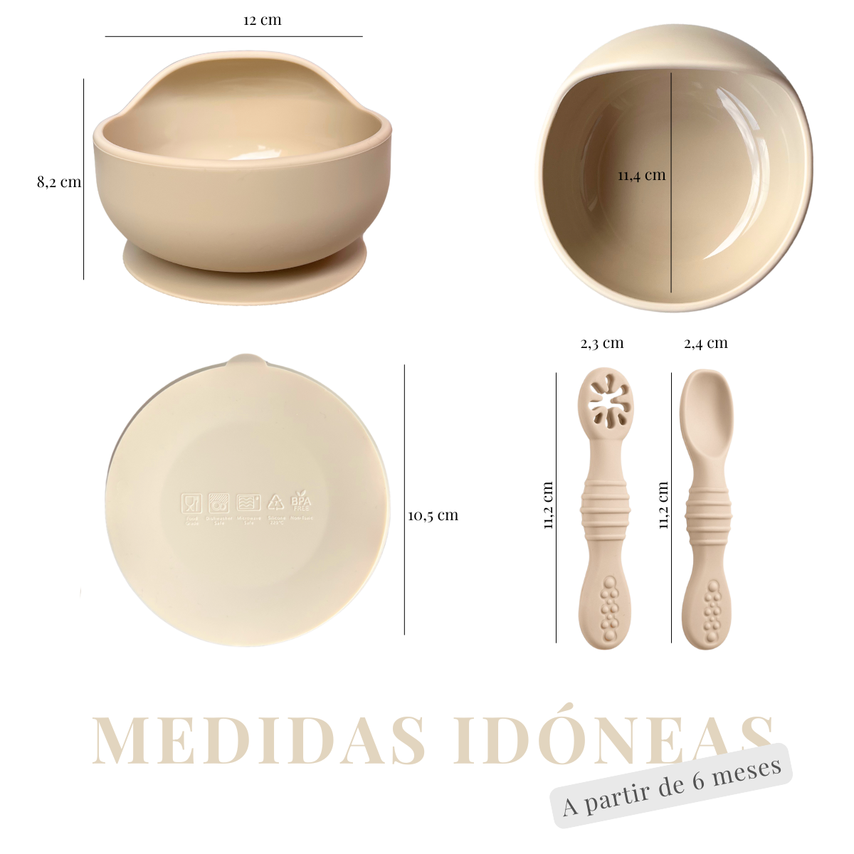 Cuenco BLW con Ventosa + 2 Cucharas de Aprendizaje