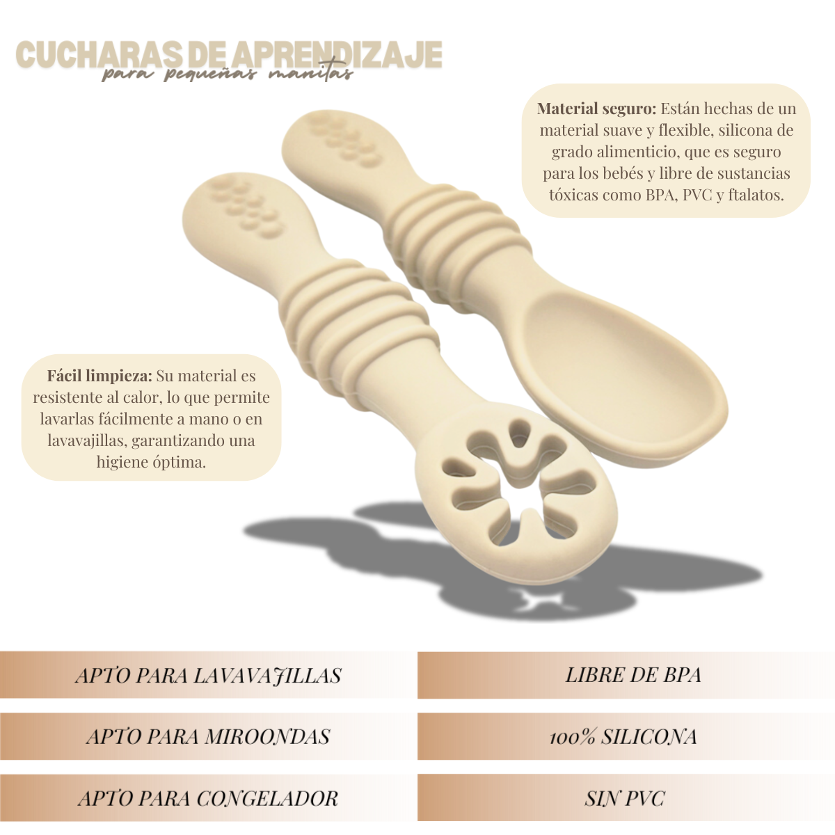 4 Cucharas BLW de Aprendizaje de Silicona