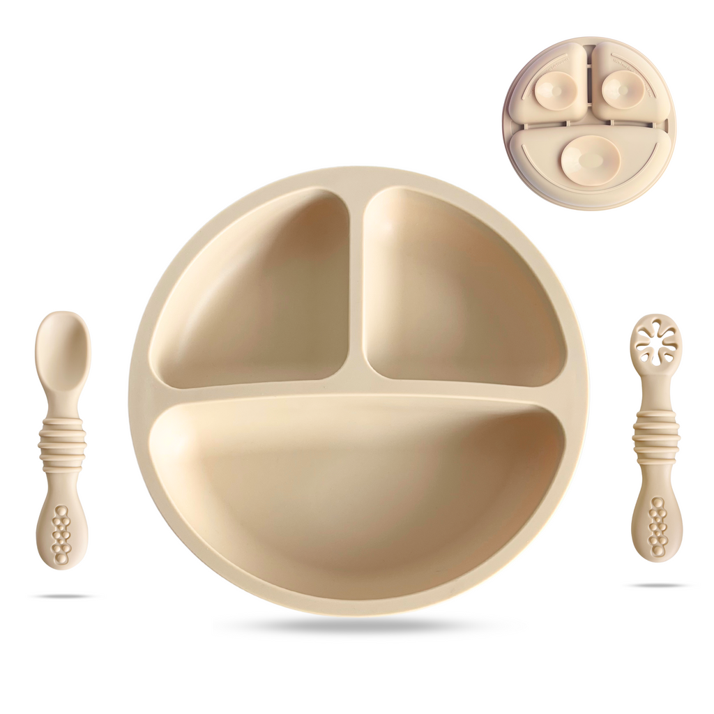 Plato BLW con Ventosa + 2 Cucharas de Aprendizaje